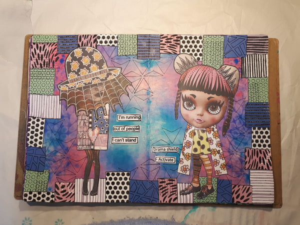 Art Journal Page Dylusions Style Drama Sheild Activated