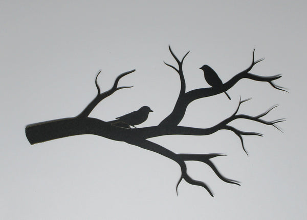Black Cardstock Branch with Birds Small
