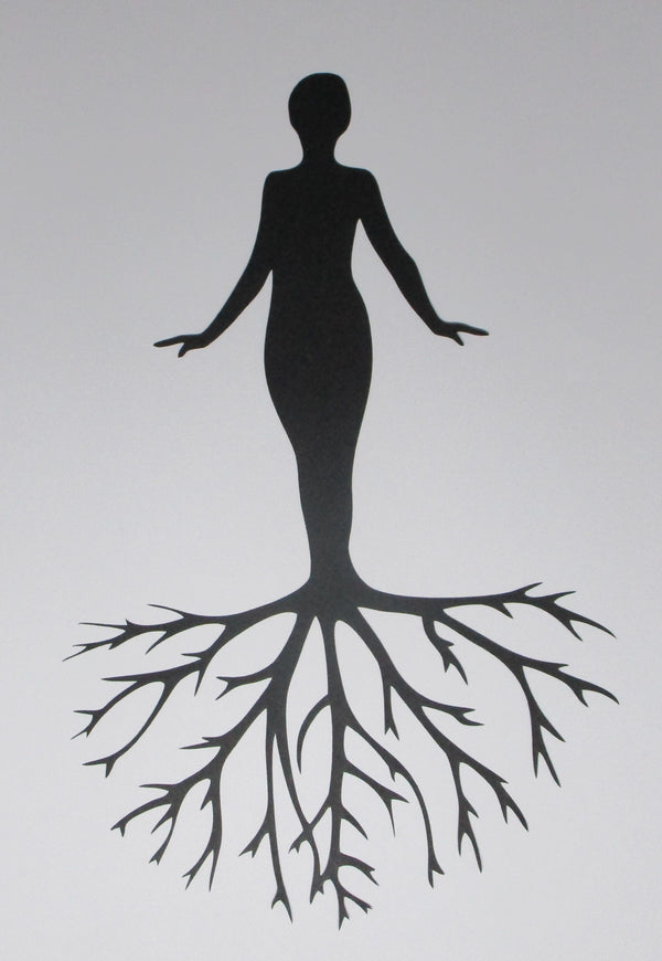 Black Cardstock Girl with Roots