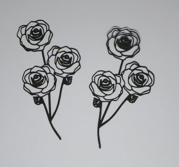 Black Cardstock Bunch of Roses small