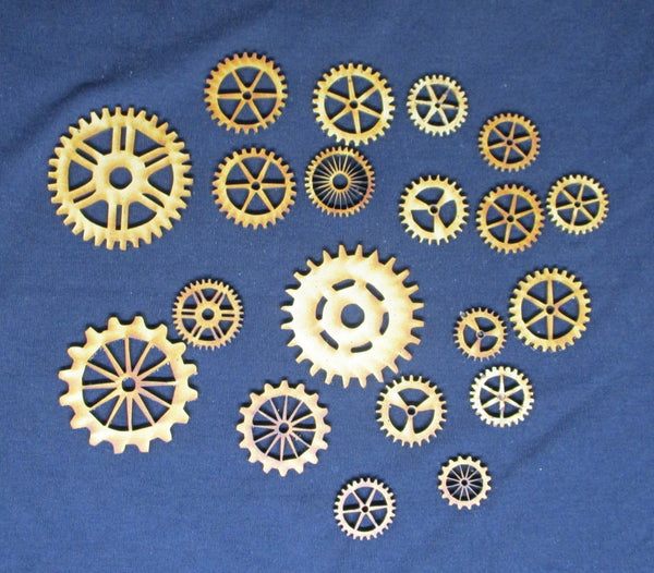 Mdf Wooden Shapes Cogs Assorted Sizes Set 2