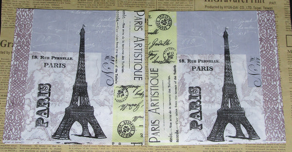 Paper Napkins (Pack of 2) Paris Eiffel Tower Postage Stamp French Words