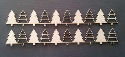 Chipboard Border Christmas Tree Mixed (2 Pieces)
