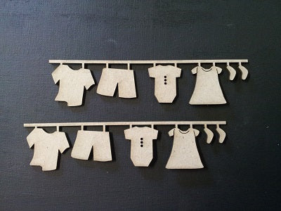 Chipboard Half Border Baby Clothes on Line (Pack of 2)