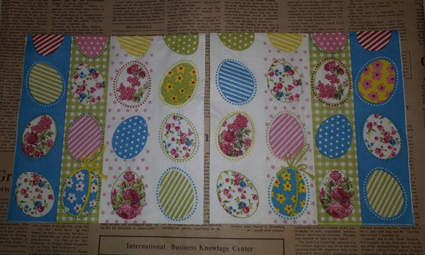 Paper Napkins (Pack of 2) Easter Bright Easter Eggs Flower Dots and Stripes