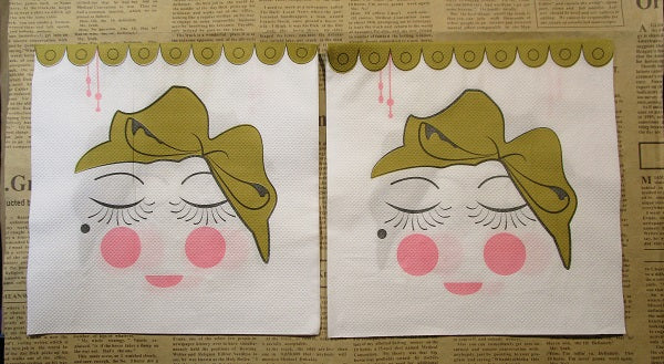 Paper Napkins (Pack of 2) Girl/Lady with Bow Scallop Border