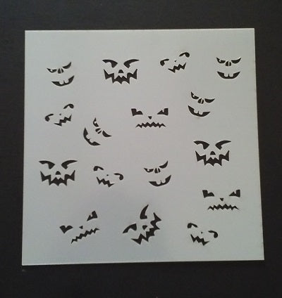 Stencil 6x6inch Jack o Lantern Faces Pumpkins