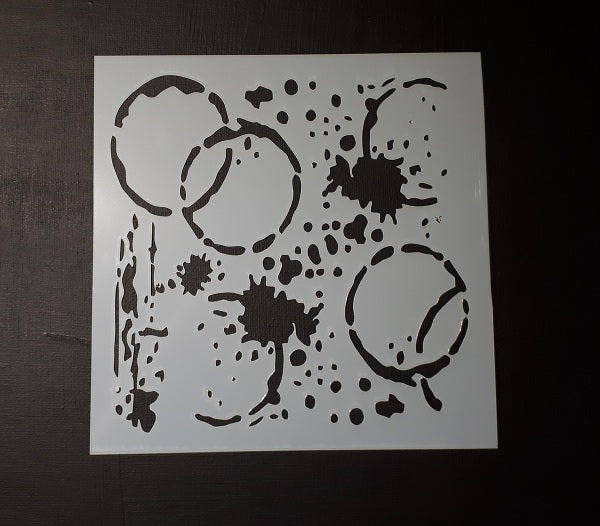Stencil 6x6inch Spilt Coffee Splats and Rings