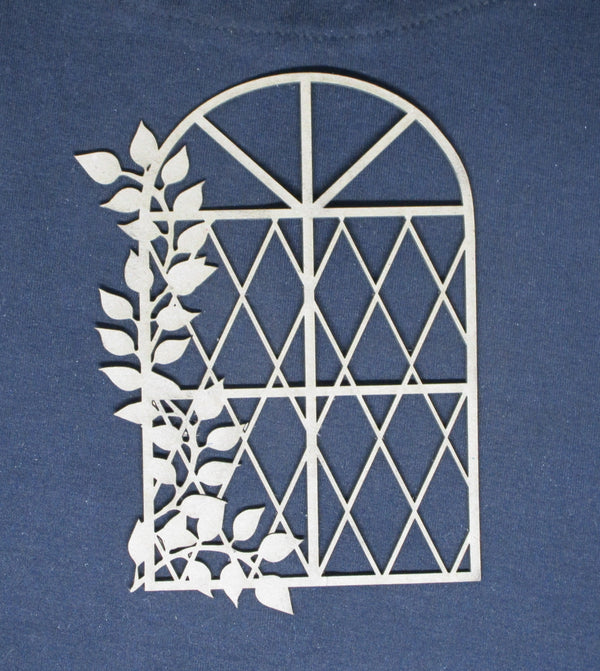 Chipboard Frame Arch Window with Lattice and Vine