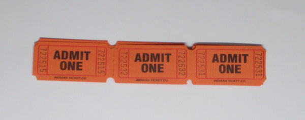 Paper Tickets Admit One Orange