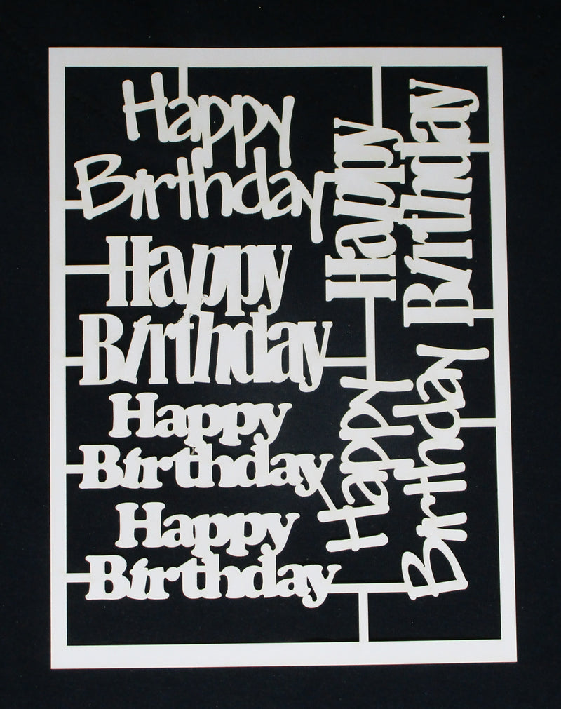 White Cardstock Words Happy Birthday Large