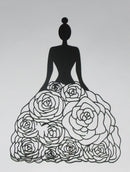 Black Cardstock Lady with Roses Dress