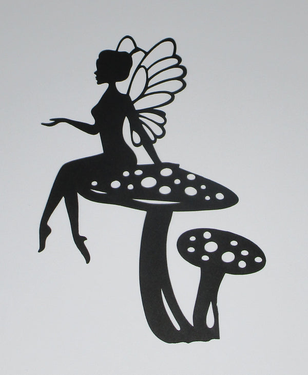 Black Cardstock Fairy on Toadstool Medium