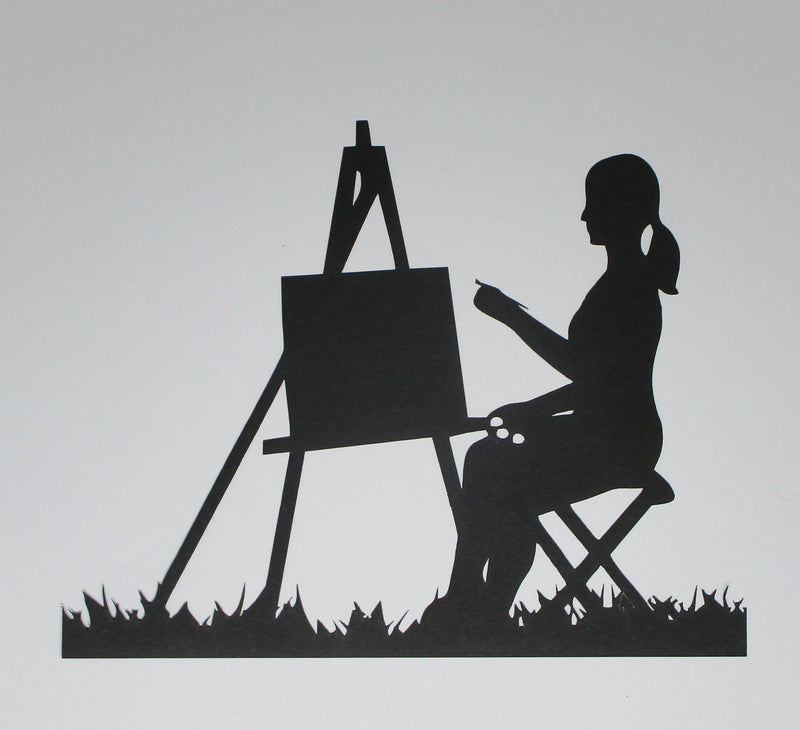 Black Cardstock Artist Sitting at Easel