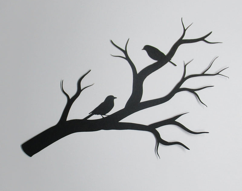 Black Cardstock Branch with Birds Large