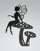 Black Cardstock Fairy on Toadstool Large