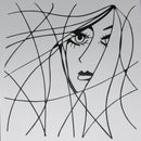 Black Cardstock Neographioc Girl with Wild Hair