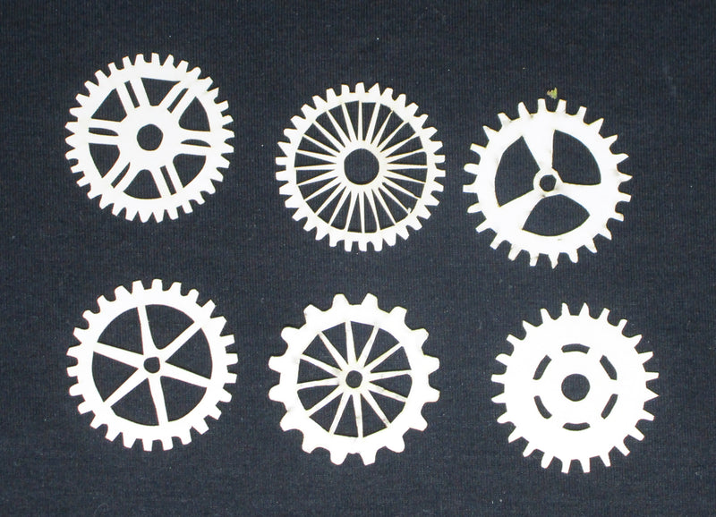 White Cardstock Cogs Assorted Set 6 Large