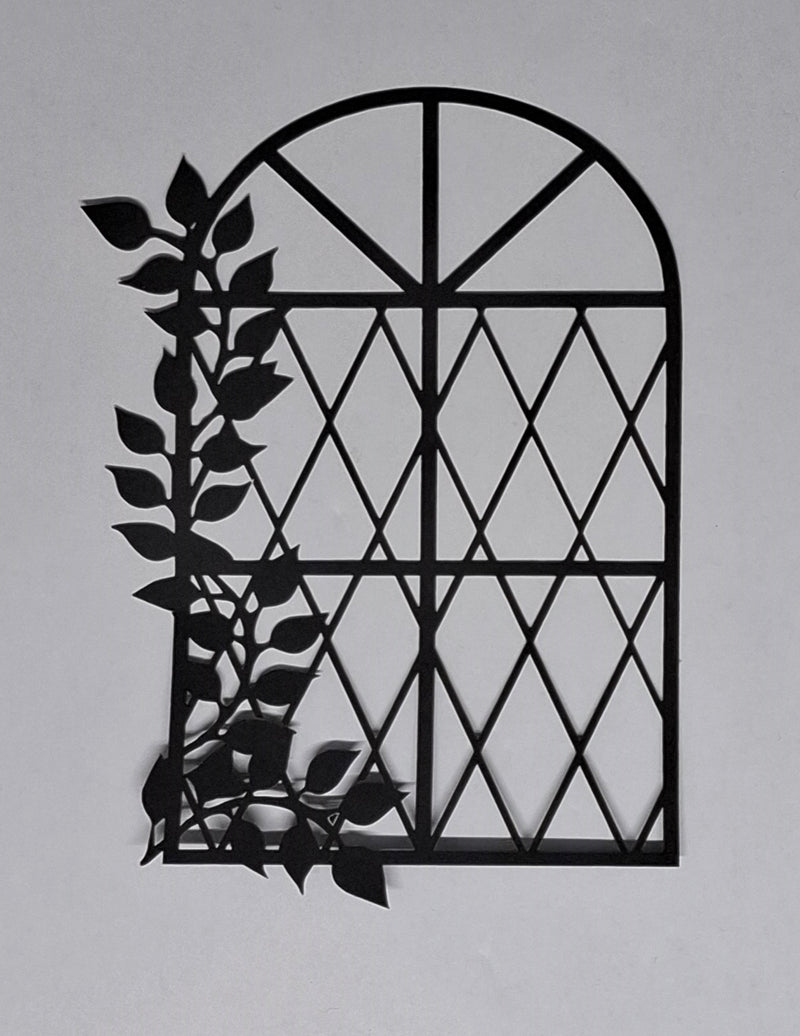 Black Cardstock Window with Lattice and Vine