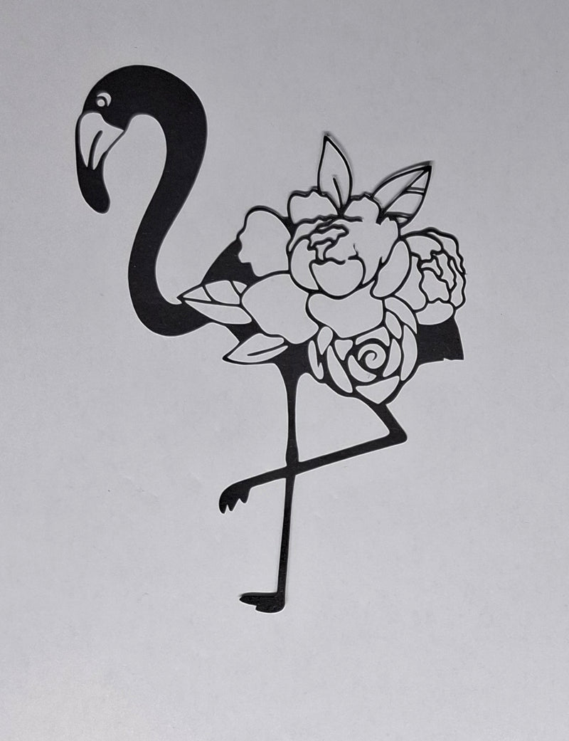 Black Cardstock Flamingo with Flowers