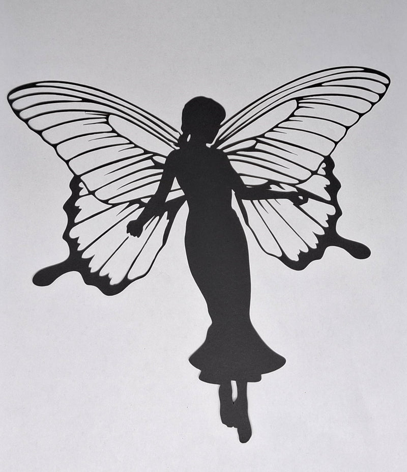 Black Cardstock Fairy wth Butterfly Wings Large