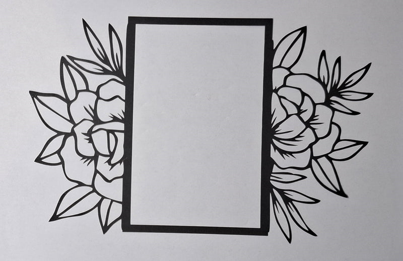 Black Cardstock Frame with Rose Flowers