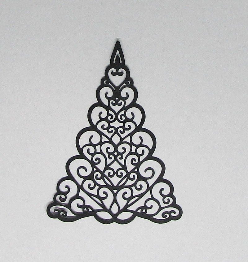 Black Cardstock Christmas Tree with Swirls Small