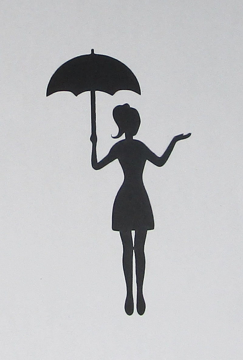 Black Cardstock Lady with Umbrella Mini