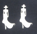 White Cardstock Lady in Dress and Hat Mini