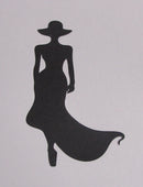 Black Cardstock Lady in Dress and Hat Small
