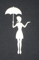 White Cardstock Lady with Umbrella Medium