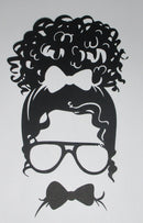 Black Cardstock Lady with Glasses and Curls