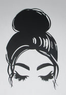 Black Cardstock Lady with Top Bun