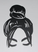 Black Cardstock Lady with Top Bun Detailed