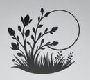 Black Cardstock Floral vine Vith Grass and Circle