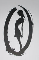 Black Cardstock Lady in distressed Oval