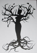 Black Cardstock Earth Lady Caught in wind Storm