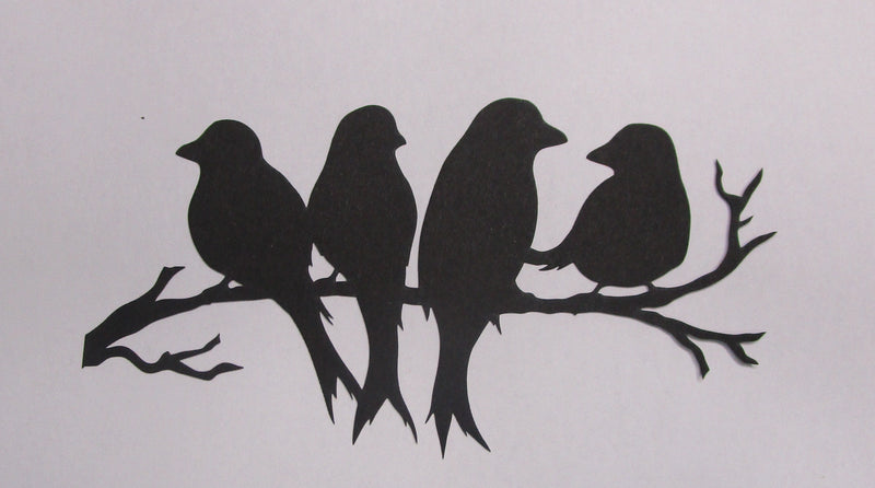 Black Cardstock Birds on a Twig Small