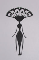 Black Cardstock Lady Alien with Flower Head Small