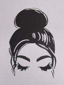 Black Cardstock Lady with Top Bun Small