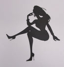 Black Cardstock Lady Sitting with High Heels