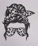 Black Cardstock Lady with Glasses and Leopard Print