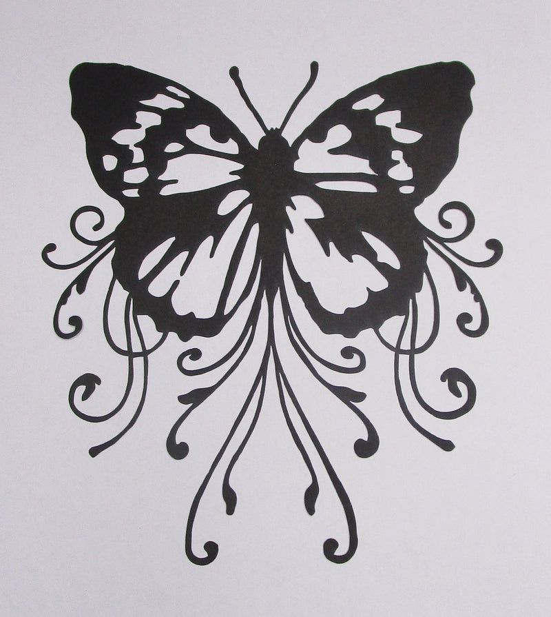 Black Cardstock Butterfly with Swirls