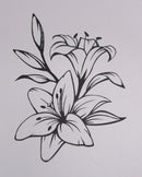 Black Cardstock Lily Flowers and Buds