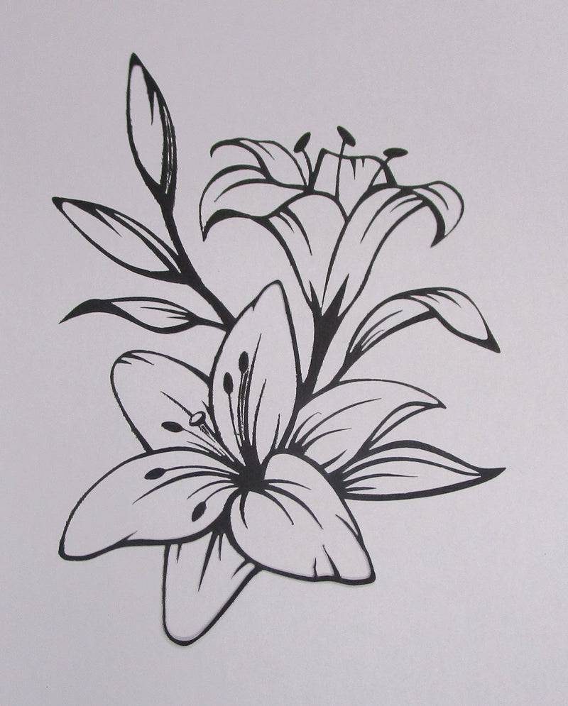 Black Cardstock Lily Flowers and Buds