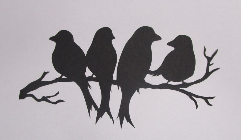 Black Cardstock Birds on a Twig Large