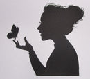 Black Cardstock Girl holding Hand Out with Butterfly