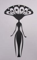 Black Cardstock Lady Alien with Flower Head Large