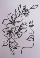 Black Cardstock Lady With Flowers in her Hair