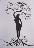 Black Cardstock Lady with Swirls Earth Lady